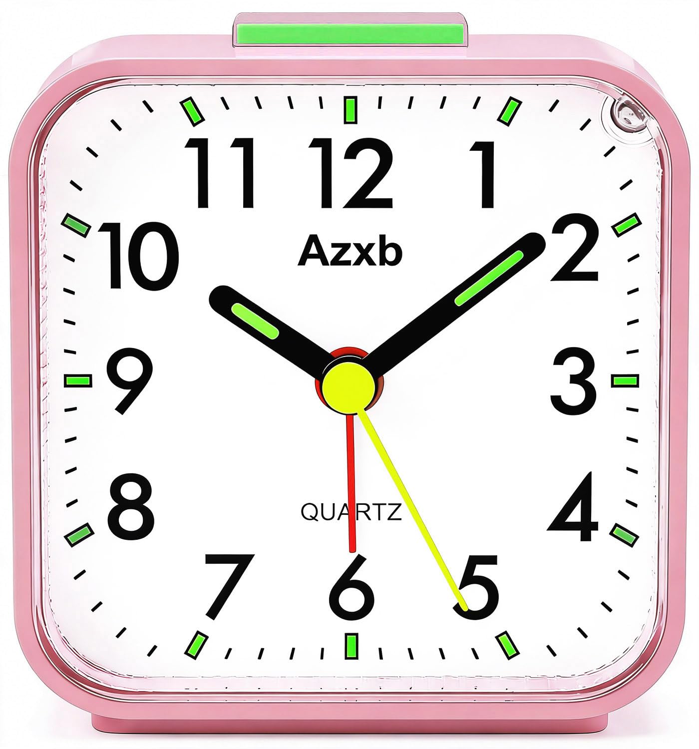 Azxb Analog Alarm Clock, Silent No Ticking Battery Operated Travel Alarm Clock with Night Light, Snooze, Loud Alarm, Luminous, Quiet Small Desk Clock for Bedrooms Deep Sleeper Adults