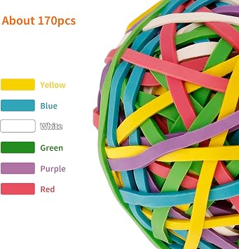 Eagle Rubber Band Ball, 170 Bands Per Ball, Assorted Colour