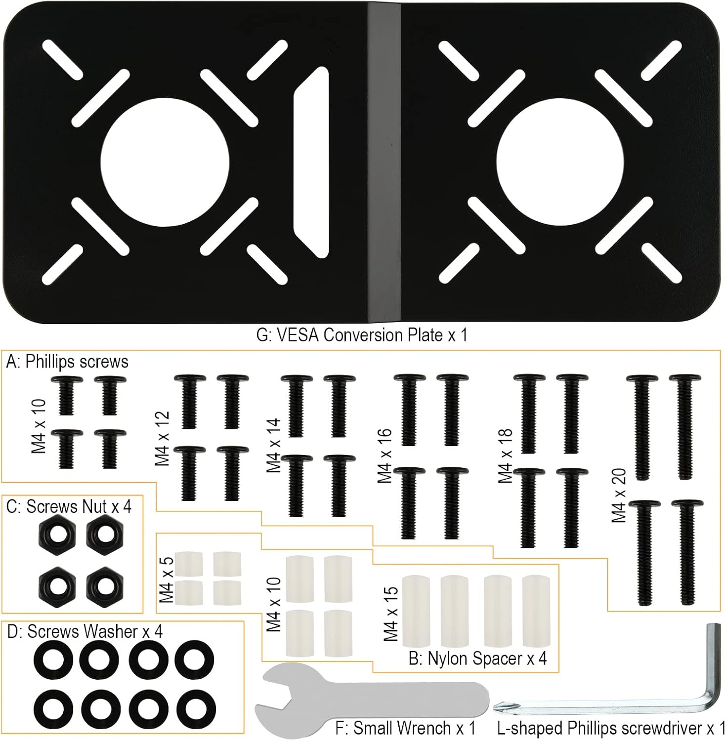 VESA Mount Adapter Extender Bracket: CaSZLUTION Universal VESA Conversion Plate Compatible with Intel NUC VESA Monitor 35 by 75 mm to 100 by 100 mm Extension Plate Holder for Mini PC CPU Computer