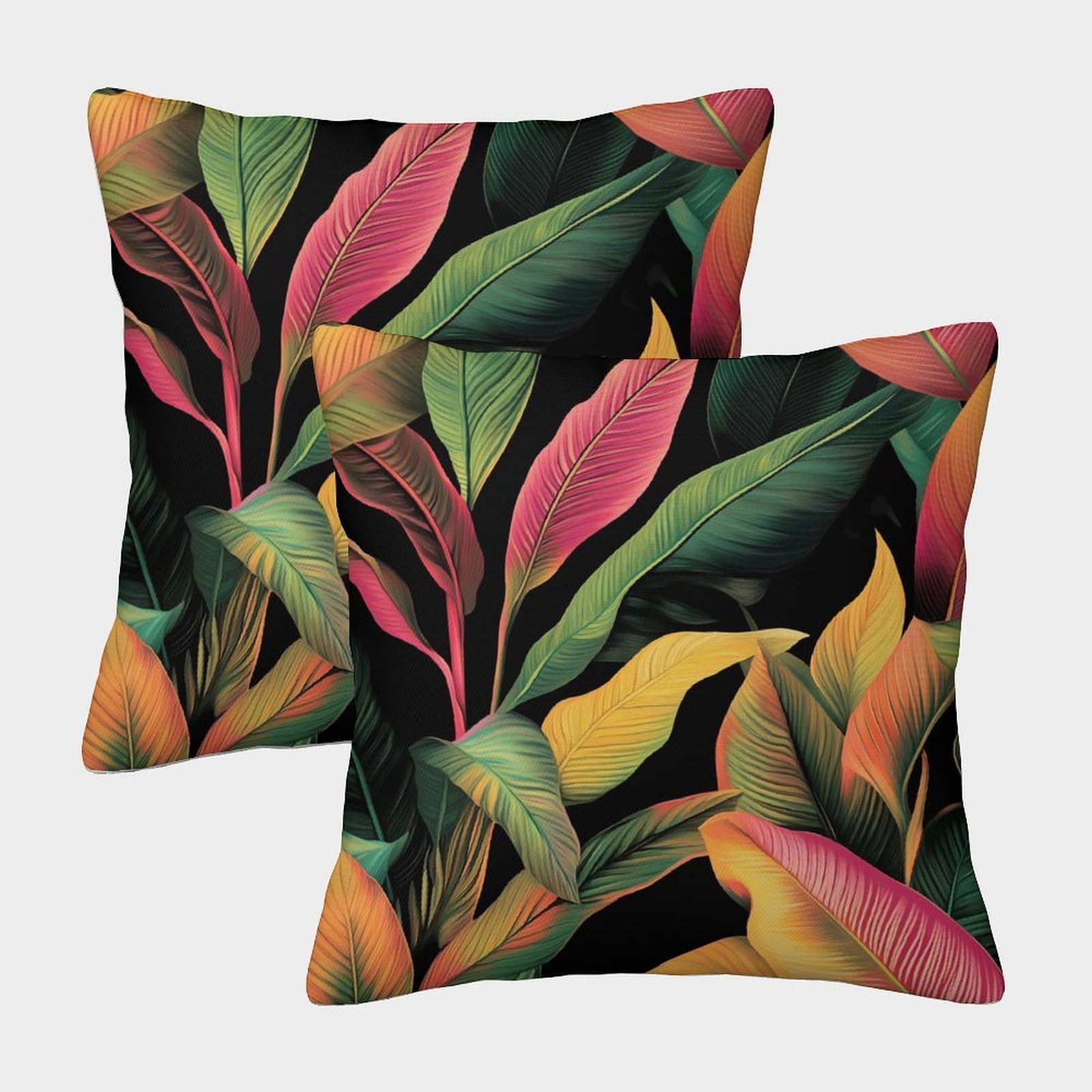 kaiyun 2 Pack Tropical Leaves,Exotic Personalised Cushion Cover Home Sofa Decoration 40x40cm Pillow Covers