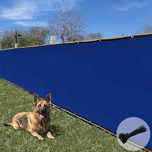 E&K Sunrise 8' x 25' Privacy Fence Screen with Grommets, Outdoor Windscreen Fence Covering Privacy Screen UV Blockage for Backyard Garden Patio, Zip Ties Included (Blue)