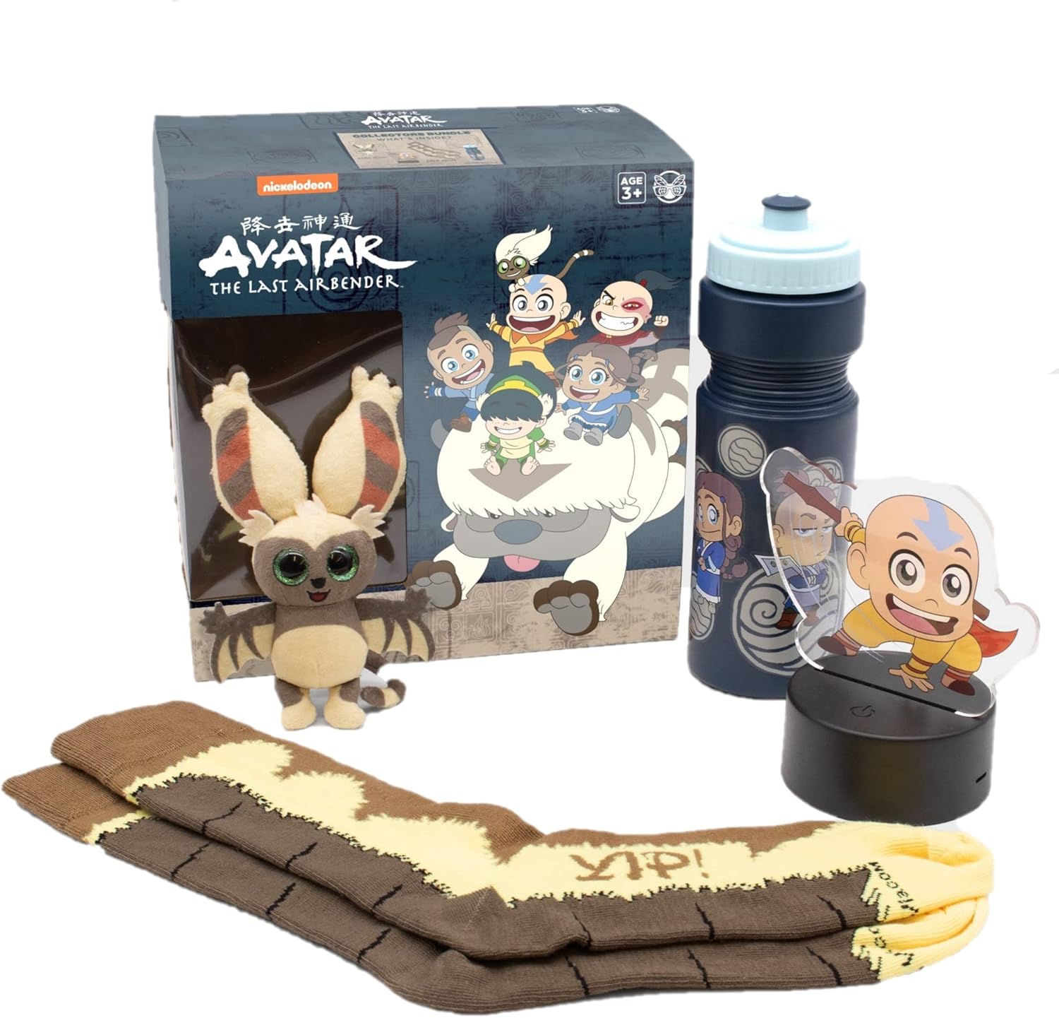 Avatar The Last Airbender - Collectors Box - Includes: Momo Plush - Aang LED Lamp - Katara & Sokka Water Bottle - Appa Socks - Made by CultureFly