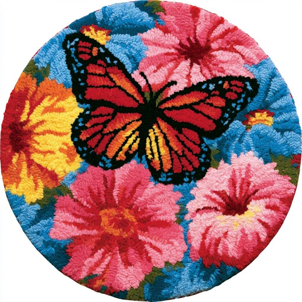 AMBATTERY Latch Hook Rug Kit Latch Hook Kits for Adults,Butterflies Flowers