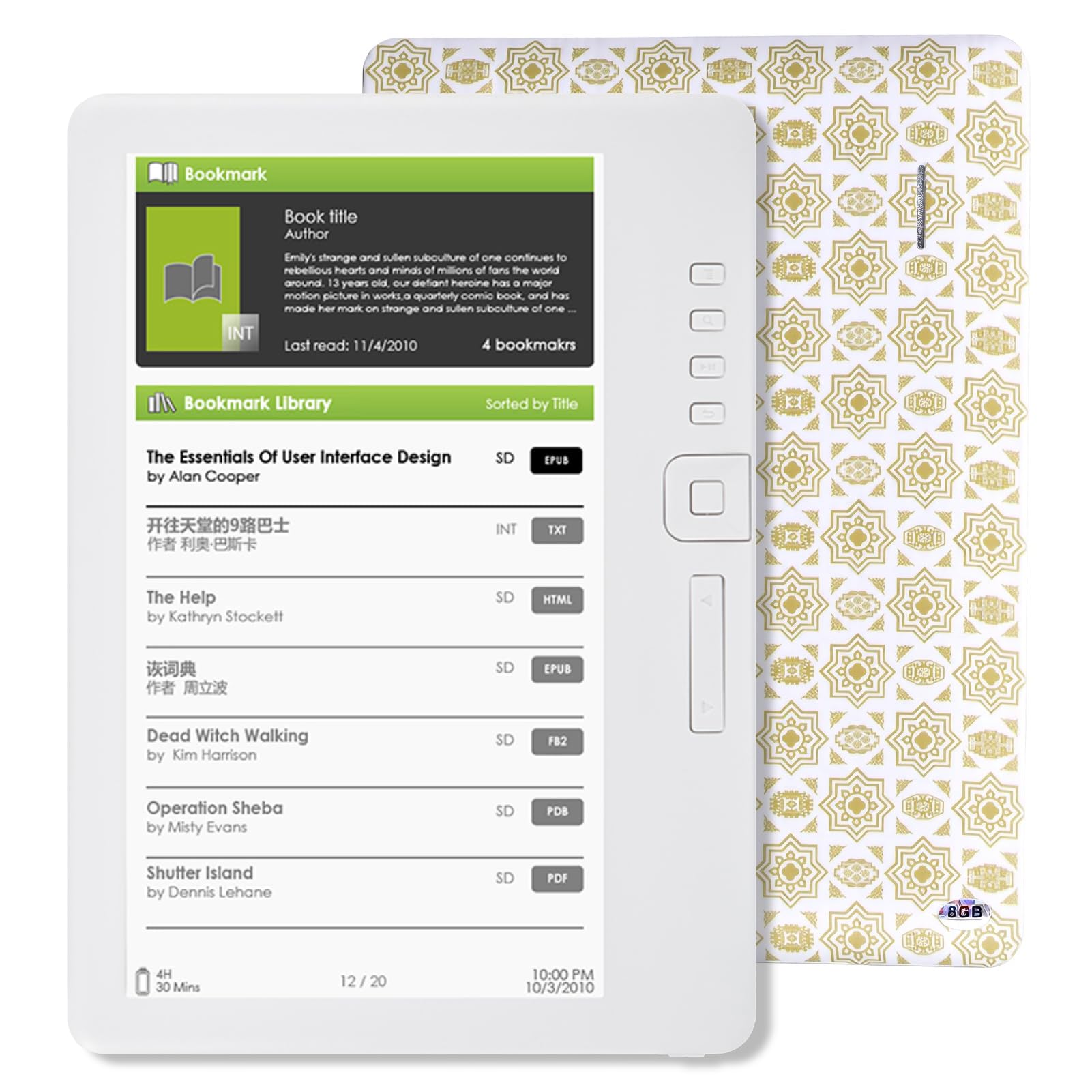 Jectse Lettori di Ebook con Schermo a Colori 8G da 7 Pollici | LCD TFT da 7 pollici 800x480, 16:9, impermeabile, 2100 mAh, supporta 16 GB espandibile, con custodia protettiva