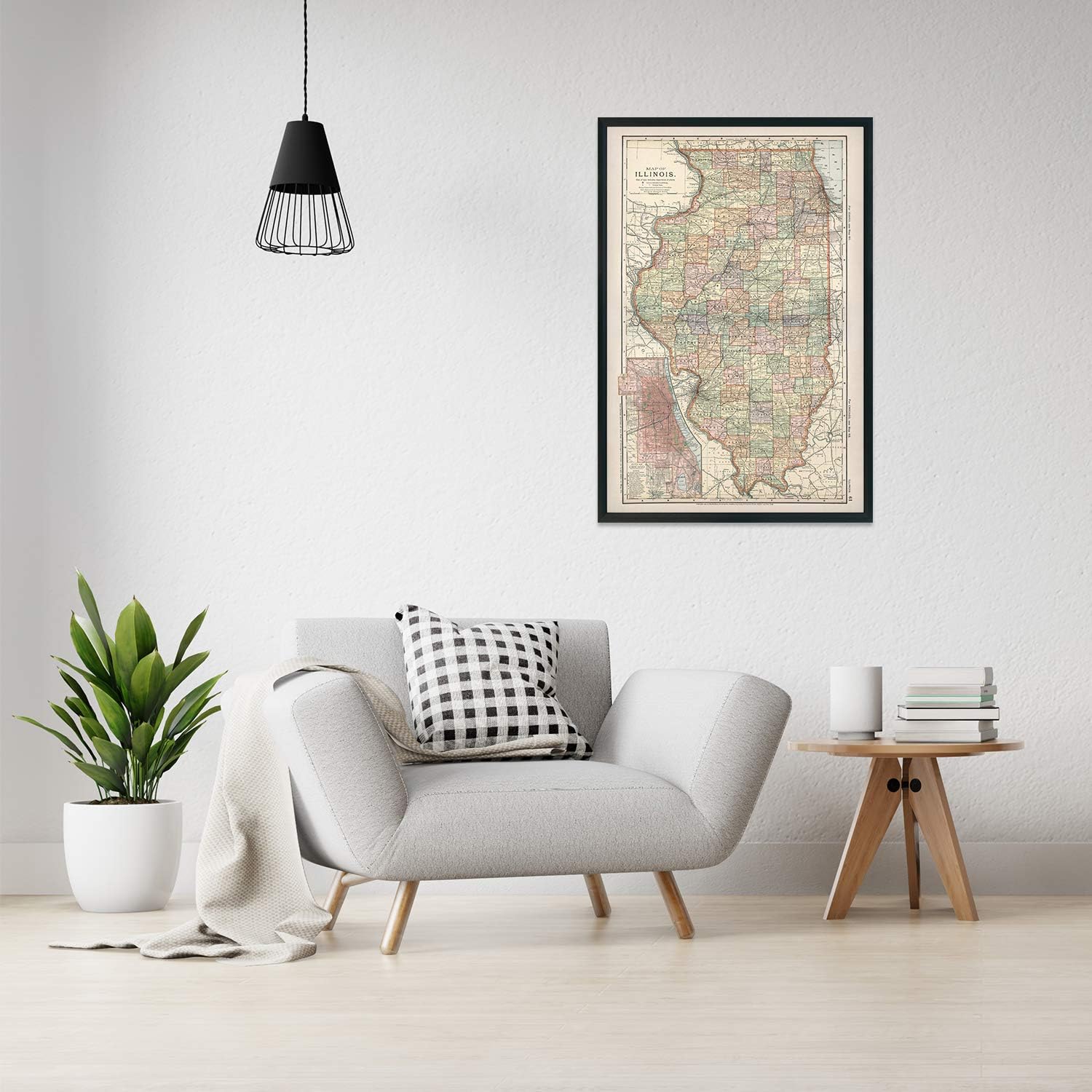 HISTORIX Vintage 1891 Map of Illinois with Closeup of City of Chicago - 24x36 Inch Vintage Map of Illinois Wall Art - Illinois State Map - Illinois Wall Decor - Map of Illinois Poster