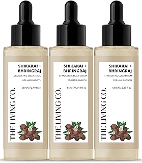 THE LIVING CO Shikakai + Bhringraj Stimulating Scalp Serum For Hair Growth 65ml with Bhringraj | for Men &amp; Women (3 Month ...