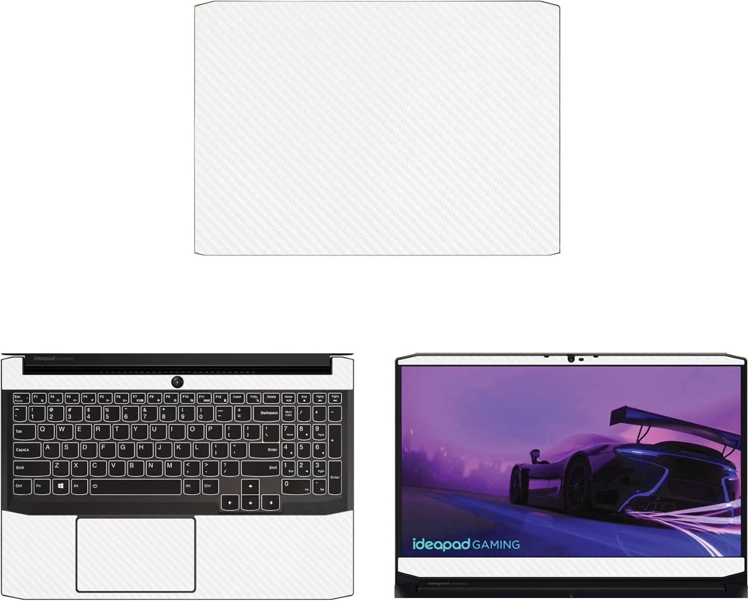 Decalrus - Protective Decal for The Lenovo IdeaPad Gaming 3 15 82K200USUS (15.6" Screen) Laptop White Carbon Fiber Vinyl Cover wrap CFlenovoIdeapad15_gaming3White