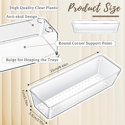Miniatura 2 de 12 organizadores de cajones de plástico transparente, separadores de cajones de tocador, bandeja de almacenamiento de utensilios de cocina para