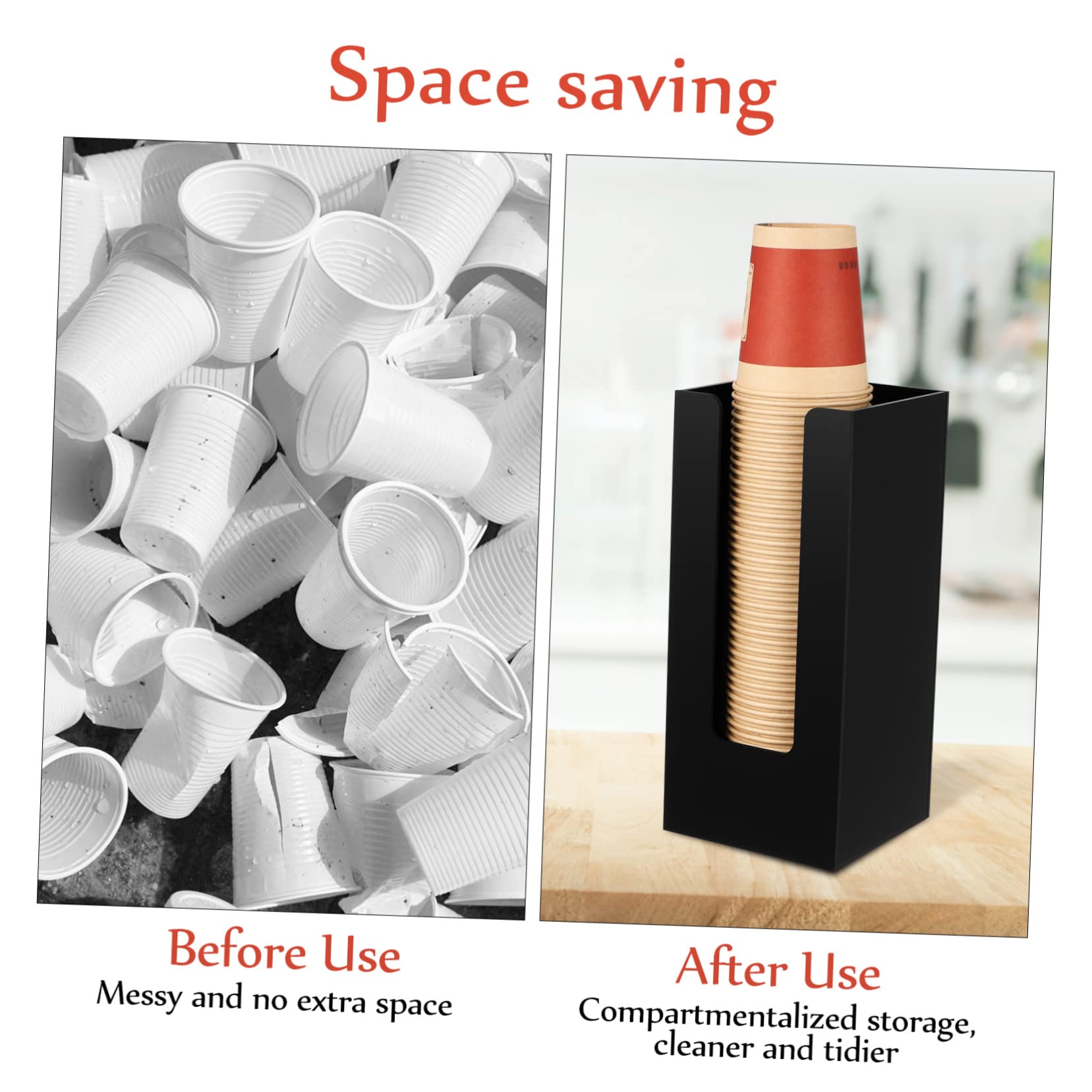 Dispensador de Vasos de Mostrador Negro Acrílico 2 Piezas