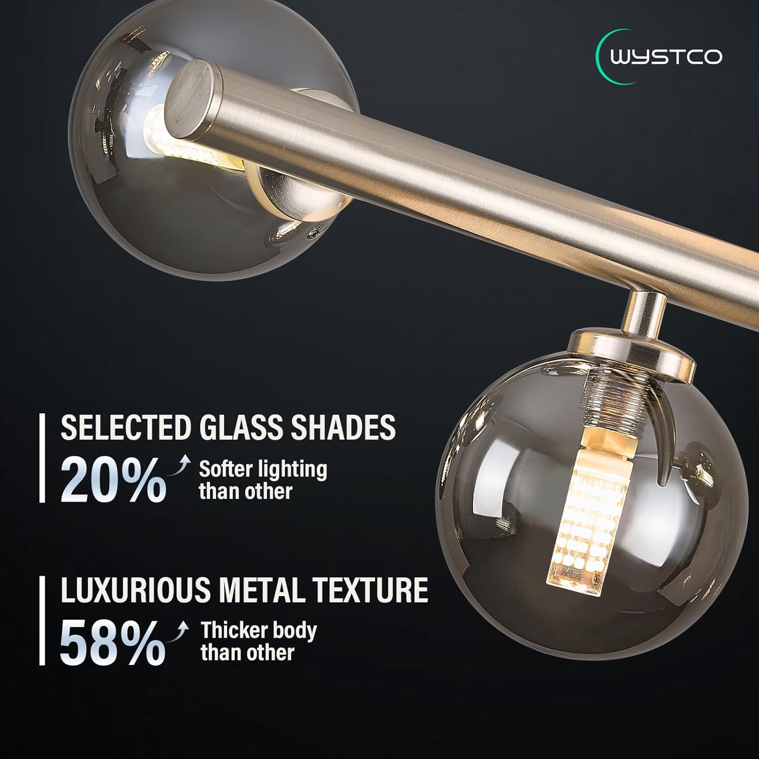 Mid Century Modern Globe Sputnik Chandelier, 9-Light Linear Chandeliers for Dining Room and Kitchen Island, Dining Light Fixture Over Table, Nickel and Smoke Grey Glass Bubble, 40 Inch