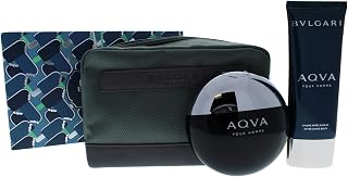Bvlgari Aqva for Men 3 Pc Gift Set 3.4oz Eau De Toilette Spray, 3.4oz After Shave Balm, Pouch, 1 Count