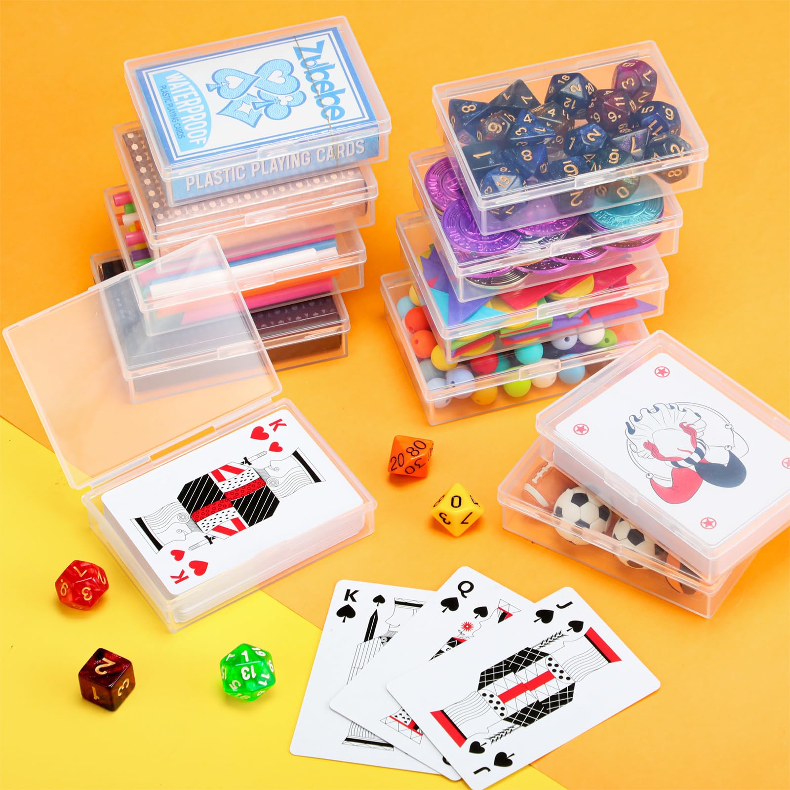 Vicenpal 200 scatole per carte da gioco, in plastica trasparente, con chiusura a scatto, organizer per banche, affari, trading, giochi di poker, 9,5 x 7,4 x 2,4 cm