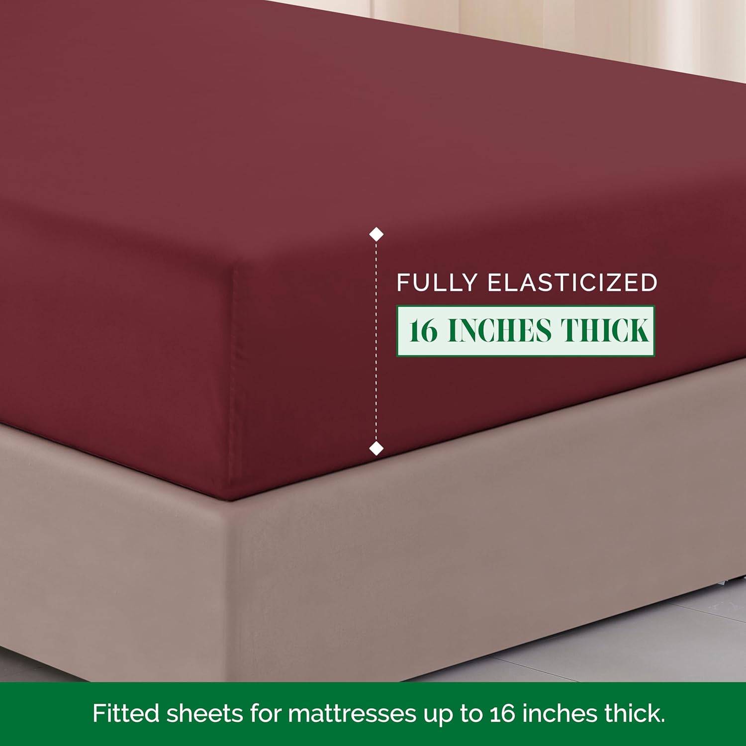 Elegant Comfort Luxurious 1500 Premium Hotel Quality Microfiber Three Line Embroidered Softest 4-Piece Bed Sheet Set, Wrinkle and Fade Resistant, King, Burgundy - Image 4