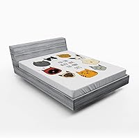 Vista 89 de Ambesonne Sábana bajera tropical, hojas de palmera diversificadas con filodendro de hojas divididas, funda de cama con bolsillo profundo elástico