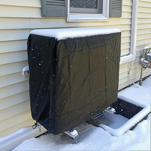 Miniatura 9 de LXKCKJ Cubierta de aire acondicionado para unidades exteriores, tela impermeable 420D, resistente al agua, aire acondicionado de invierno para