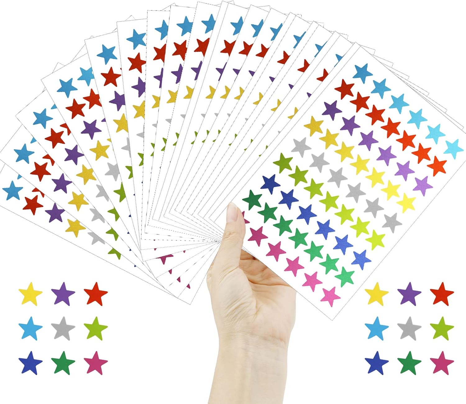 Small Star Stickers,1620 PCS Rainbow Star Stickers for Kids Reward, 9 Colors Foil
