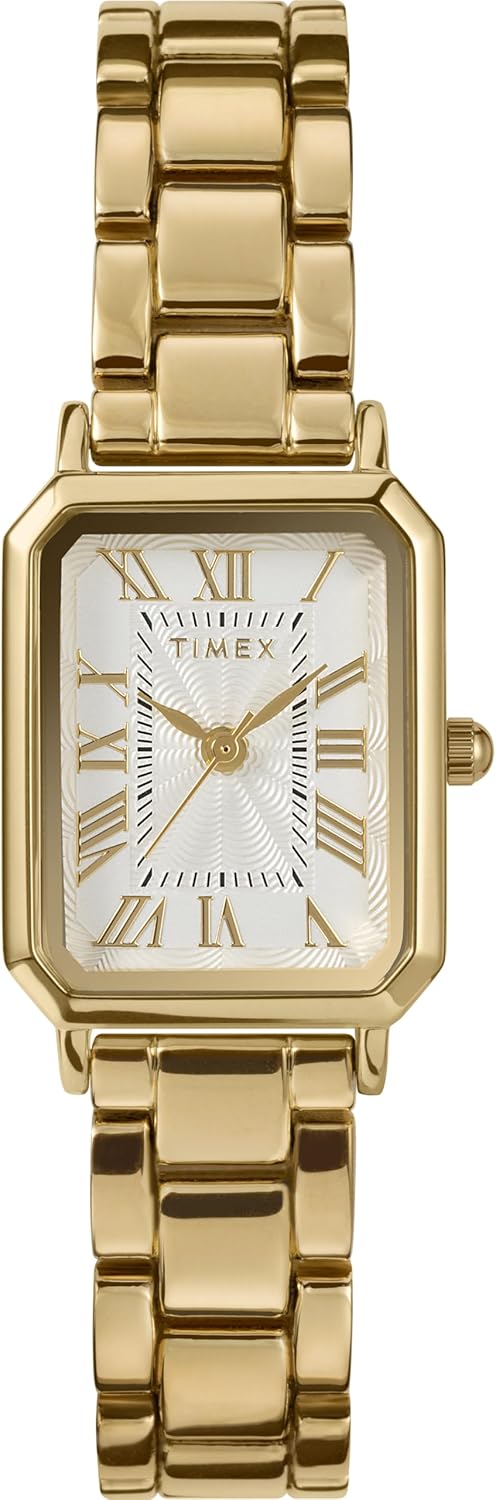 Timex Women's Trend 21 mm Wrist Watch, Gold-Tone Alloy Strap White Dial Gold-Tone Case TW2Y01200