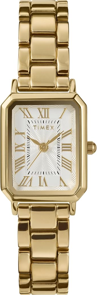 Timex Women's Trend 21 mm Watch, Gold-Tone Alloy Strap White Dial Gold-Tone Case TW2Y01200