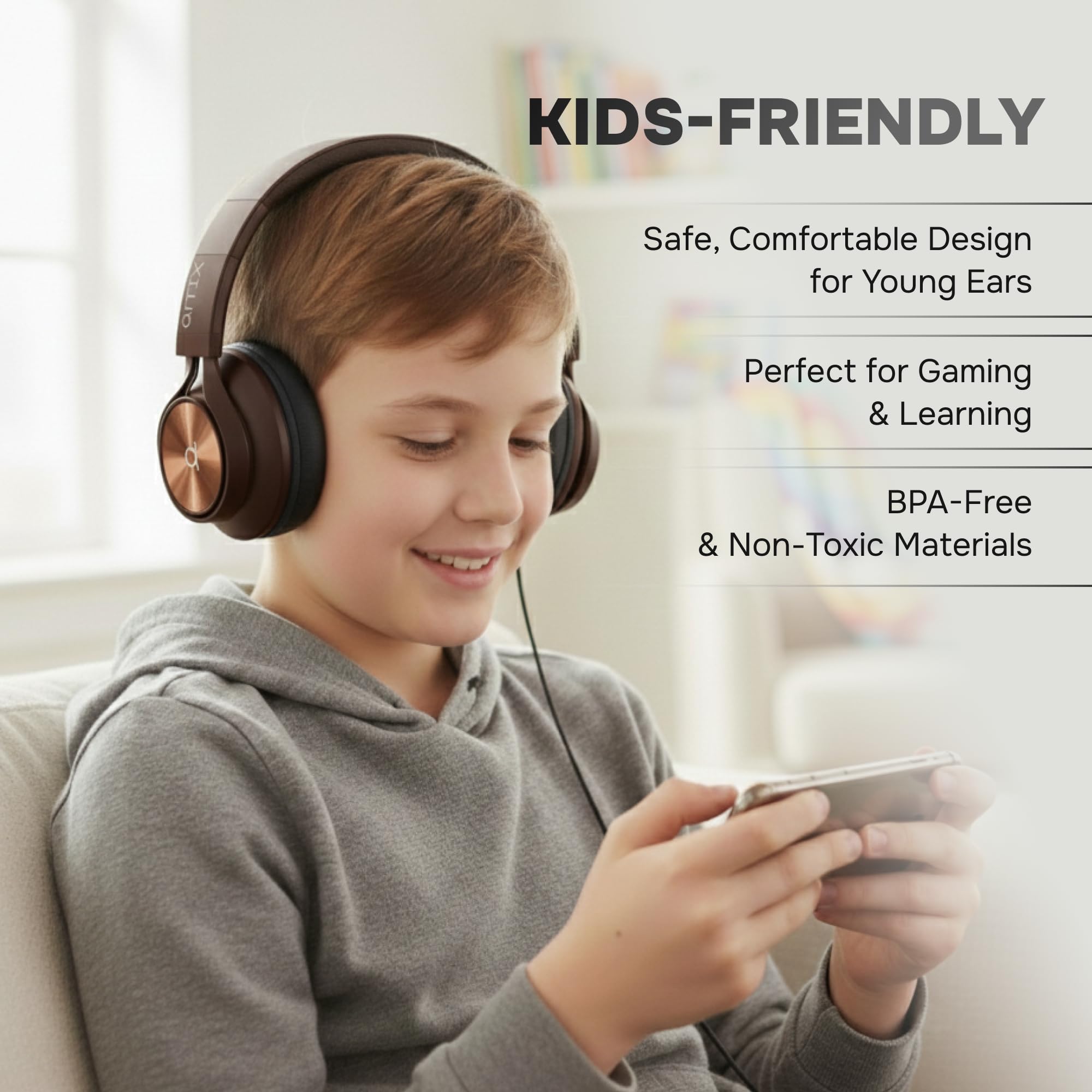 ARTIX CL750 Cuffie over-ear cablate con microfono e controllo del volume, audio con cancellazione del rumore al 100% cablata al computer, spina per laptop, cuffie da studio con cavo DJ