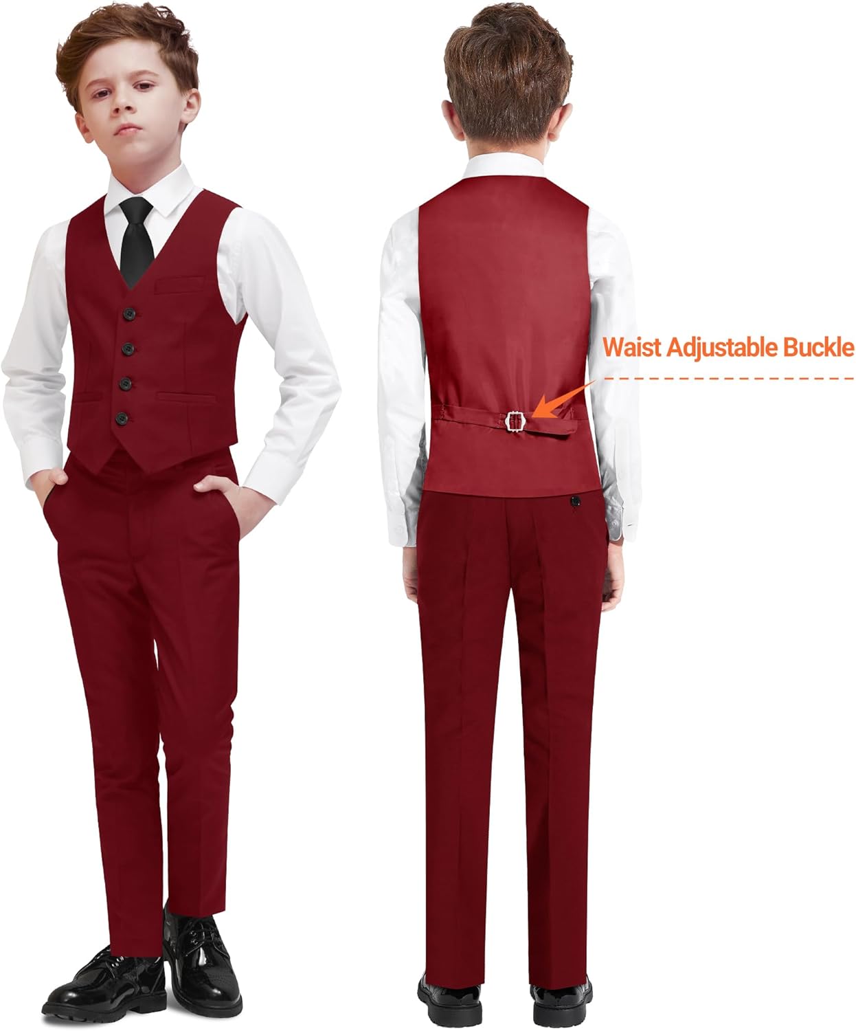 Boys' Formal Dresswear Suits Set, with Suspenders, Adjustable Waist - Image 4