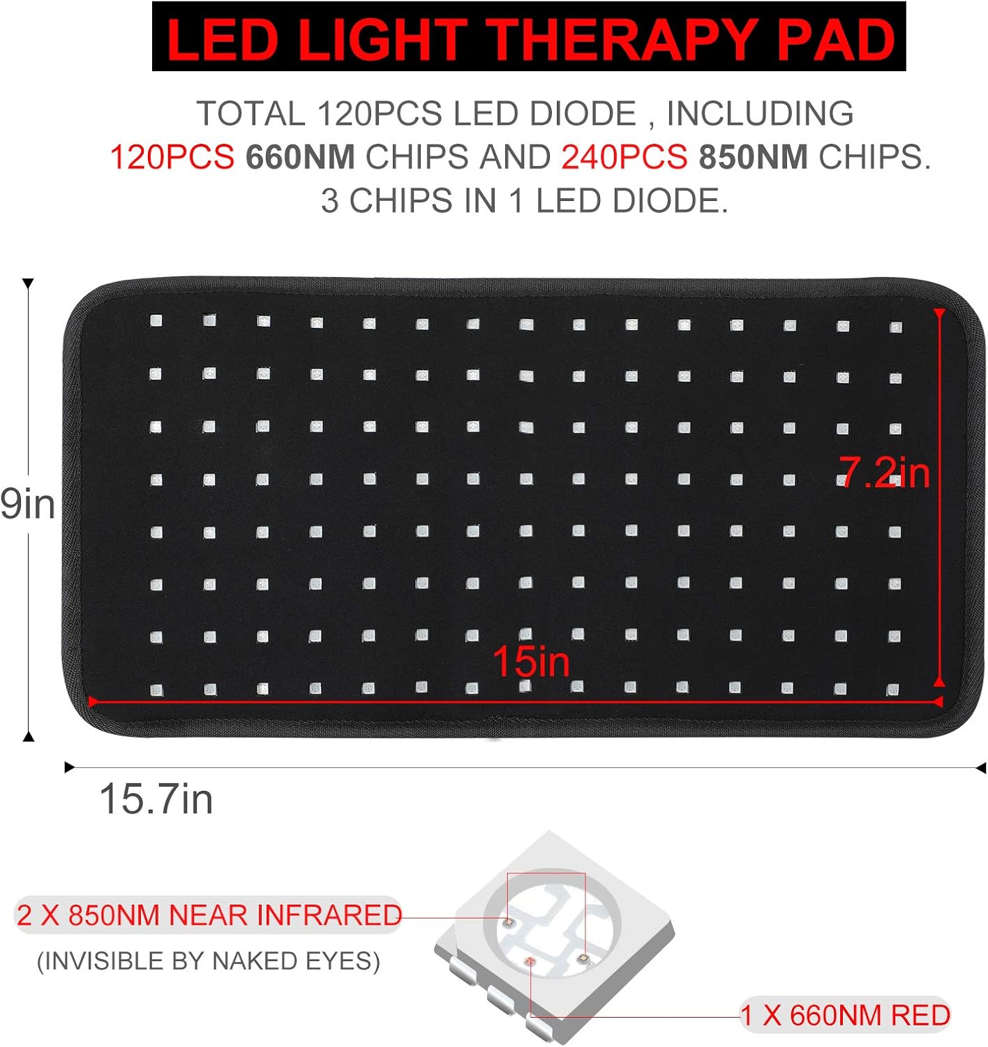 Red Light Therapy Devices 660nm 850nm Near Infrared Combo Pain Relief for Back Neck Shoulder Feet Joints Muscle with Smart Controller Auto Shut Off Timing Setting