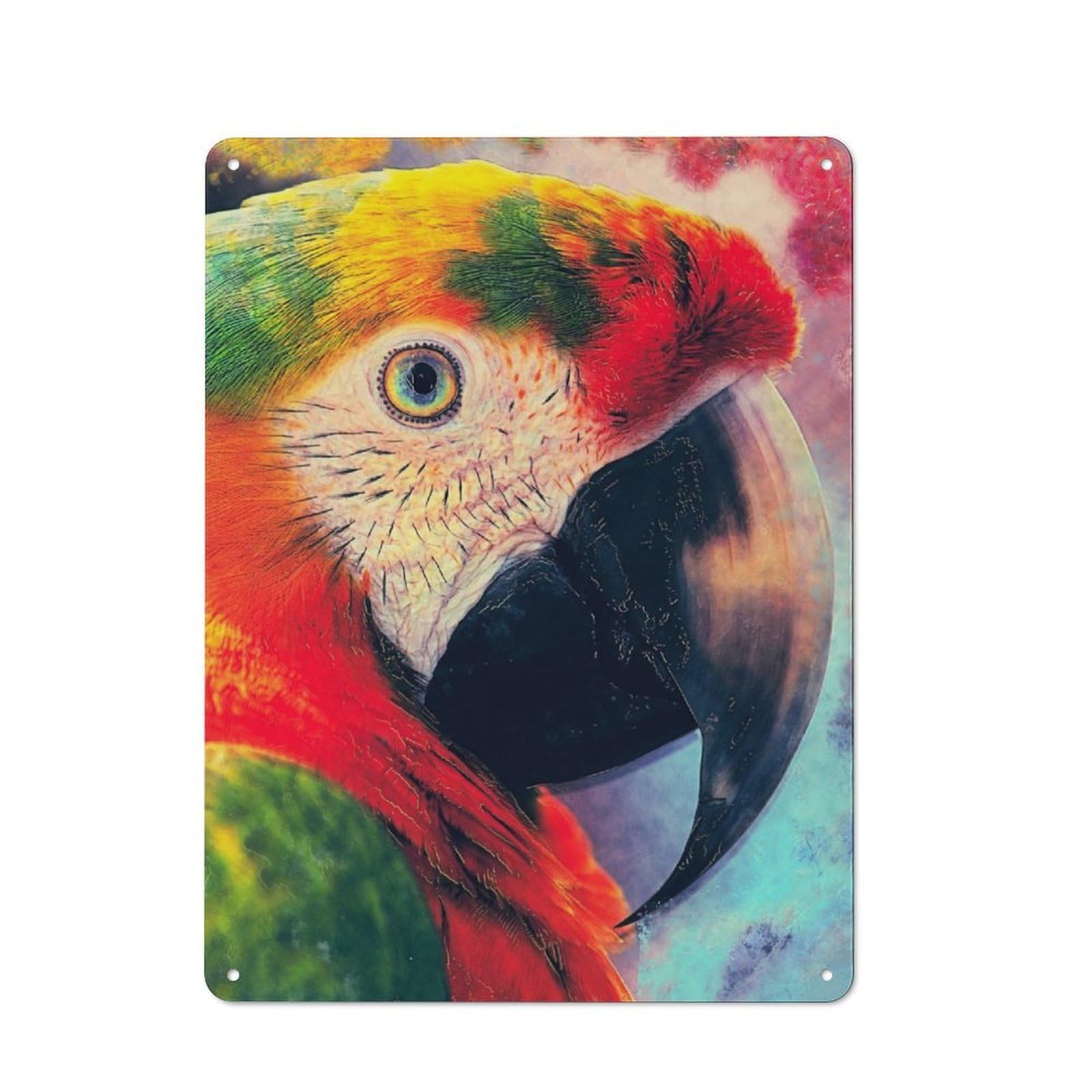 Junmoney Parrot Tin Wall Plaque 40X30cm With For Home Office Or Studio, Gift Idea At Christmas For Creative Workspace Decorators