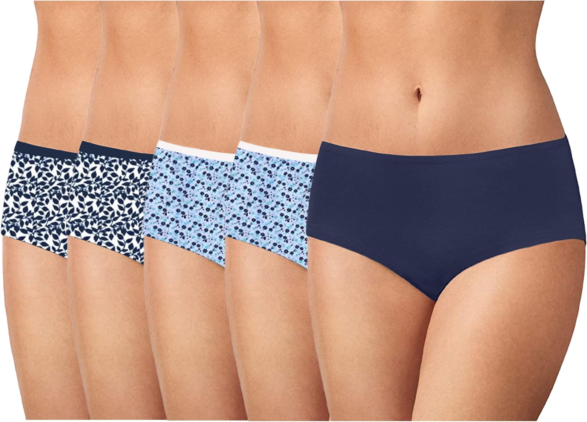 real - German Quality Organic Cotton Women's Panty Slip 5 Pcs Pack (Navy Blue Collection, S)
