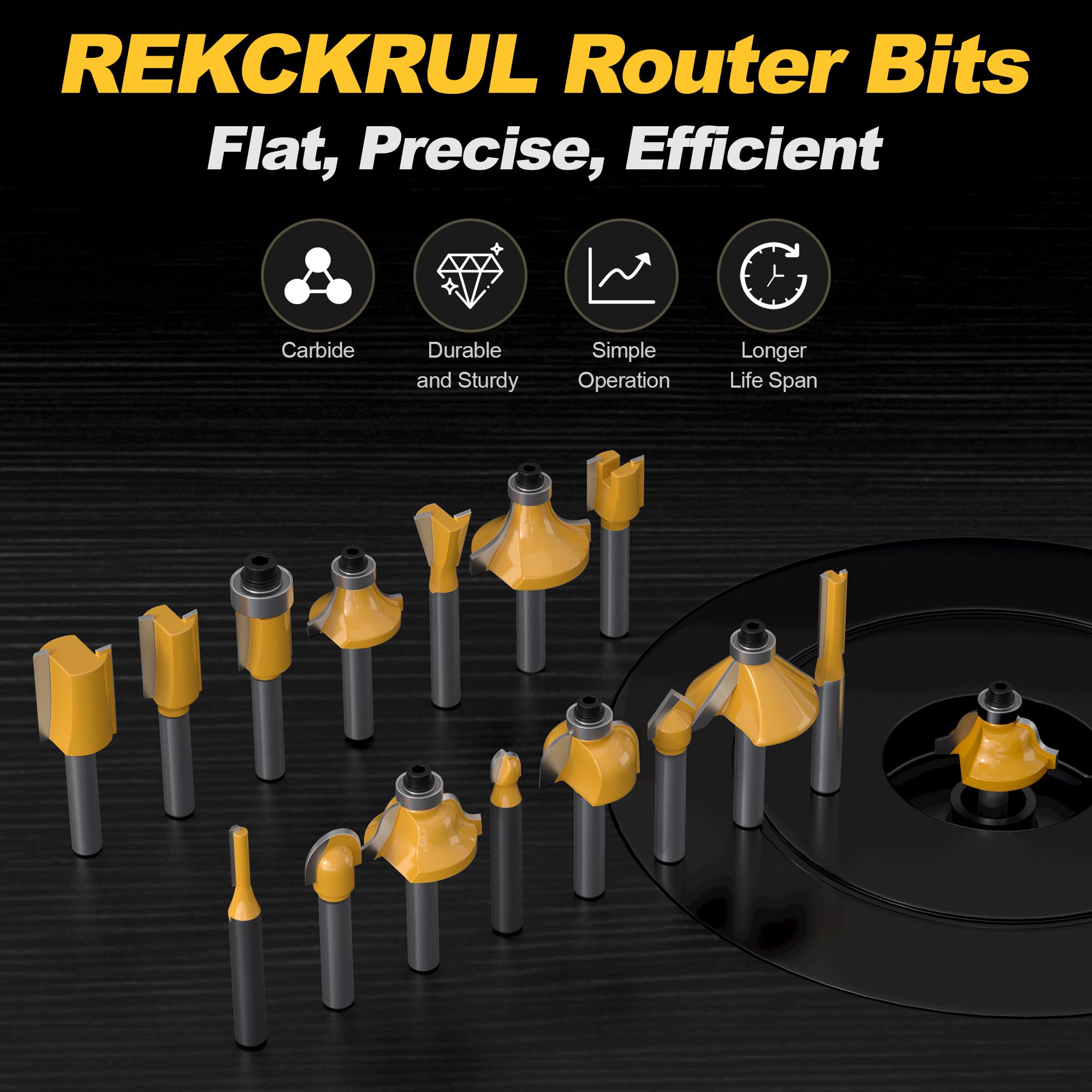 15 Router Bit Set - Tungsten Carbide, 1/4 Shank -7