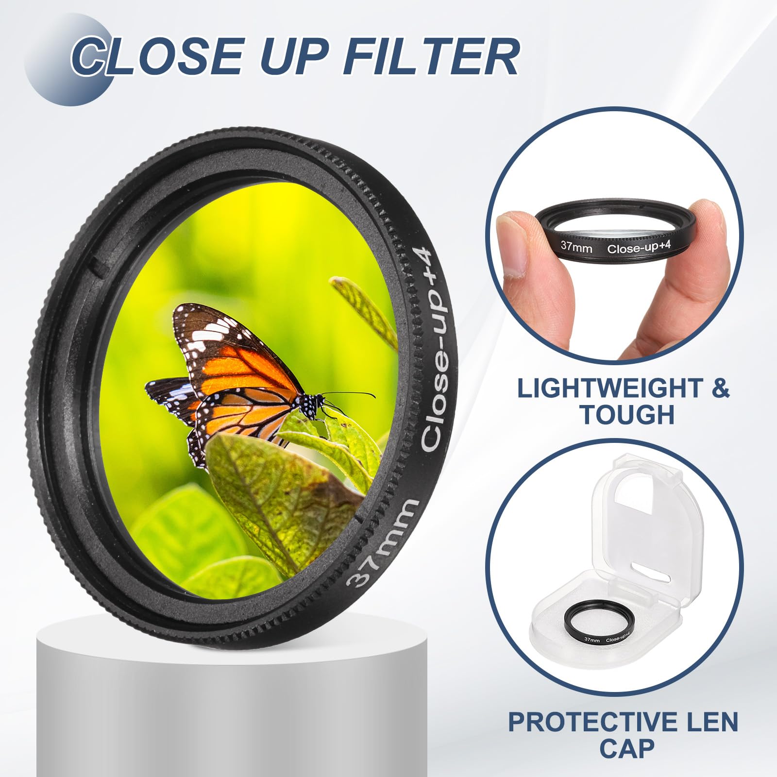 PATIKIL 52 mm filtr zbliżeniowy filtr obiektywu makro +4 dioptrie powiększenie soczewki zbliżeniowe z kamerą nasadkową, czarny