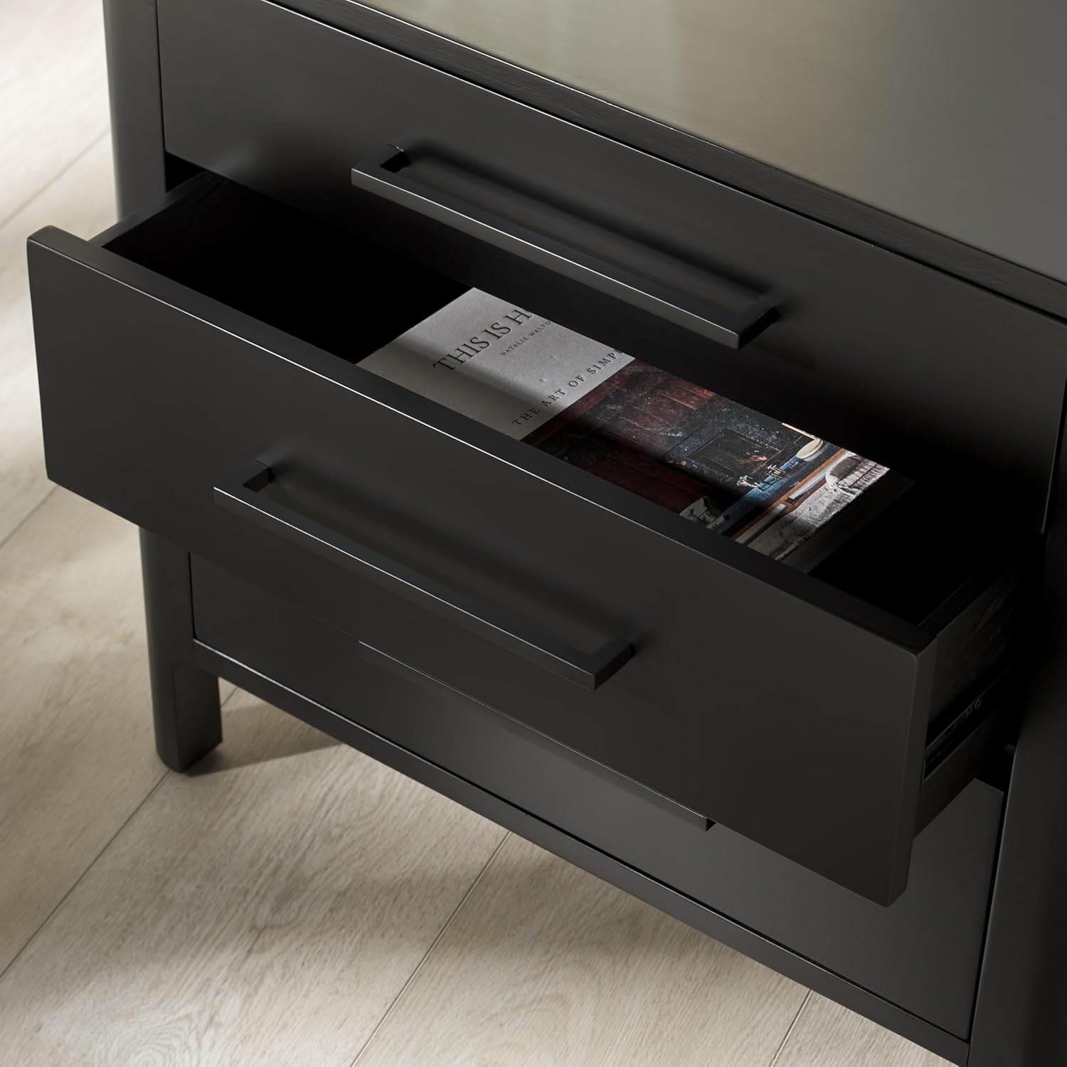 SAFAVIEH Couture Collection Abbiava Black 3-Drawer Nightstand (Fully Assembled)