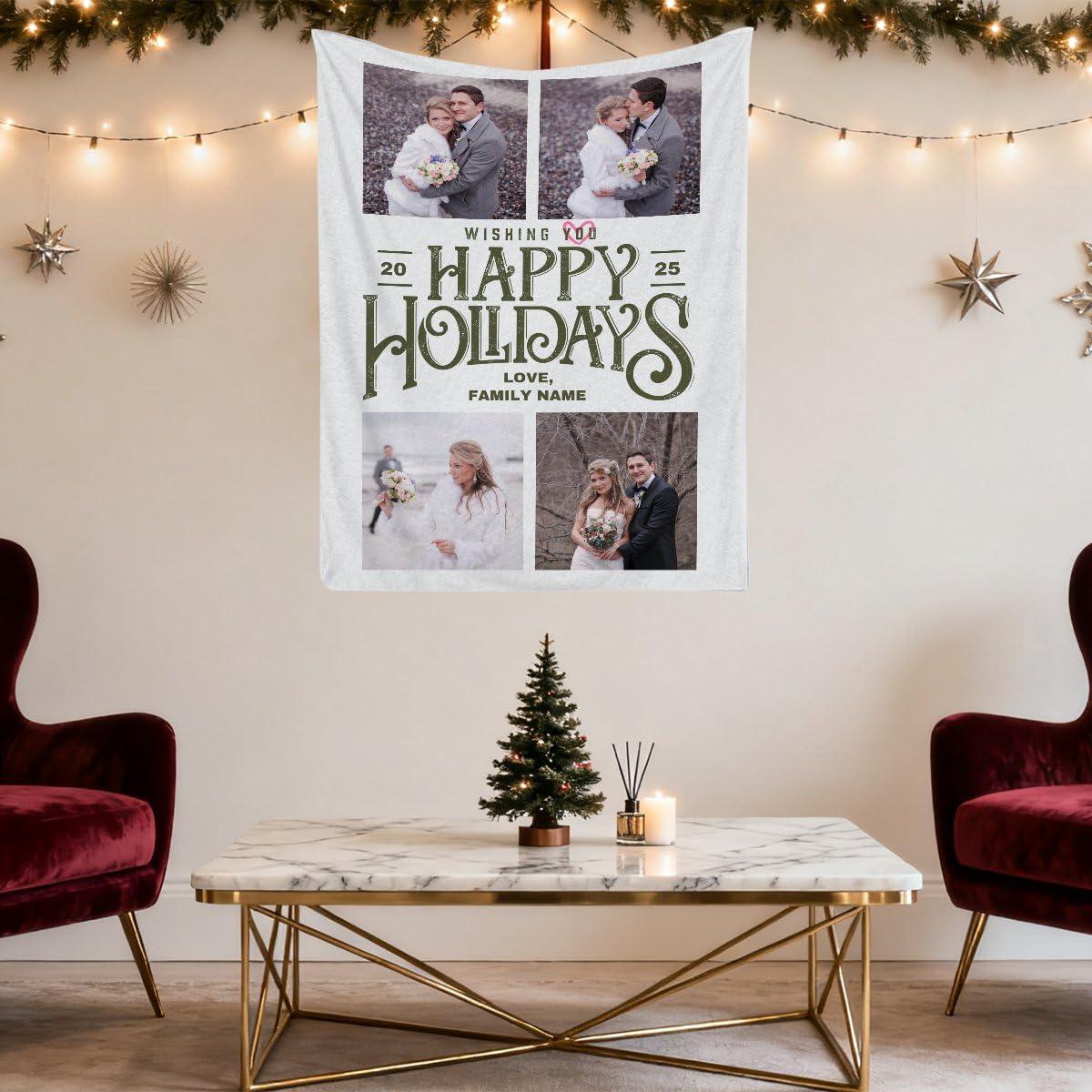 Manta de regalo personalizada con 4 fotos, regalos de fotos personalizados para esposa, marido, aniversario, regalos personalizados para Navidad