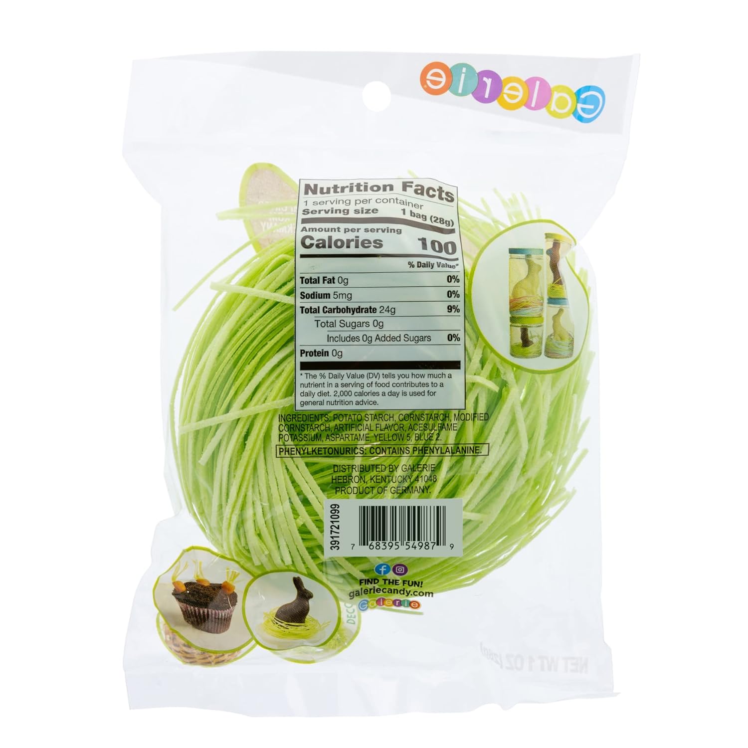 Galerie Green Edible Grass, for Cake Decorating and Easter Baskets (8 Pack)