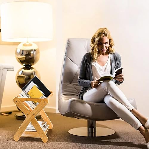 Miniatura 6 de Okllen Organizador de libros para niños con estante, organizador de almacenamiento de libros de bambú, estante organizador de libros para niños