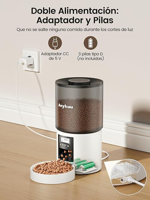 Foto 4 de 8 de Anykuu Comedero Automático para Gatos 4L, 1-6 Comidas al Día