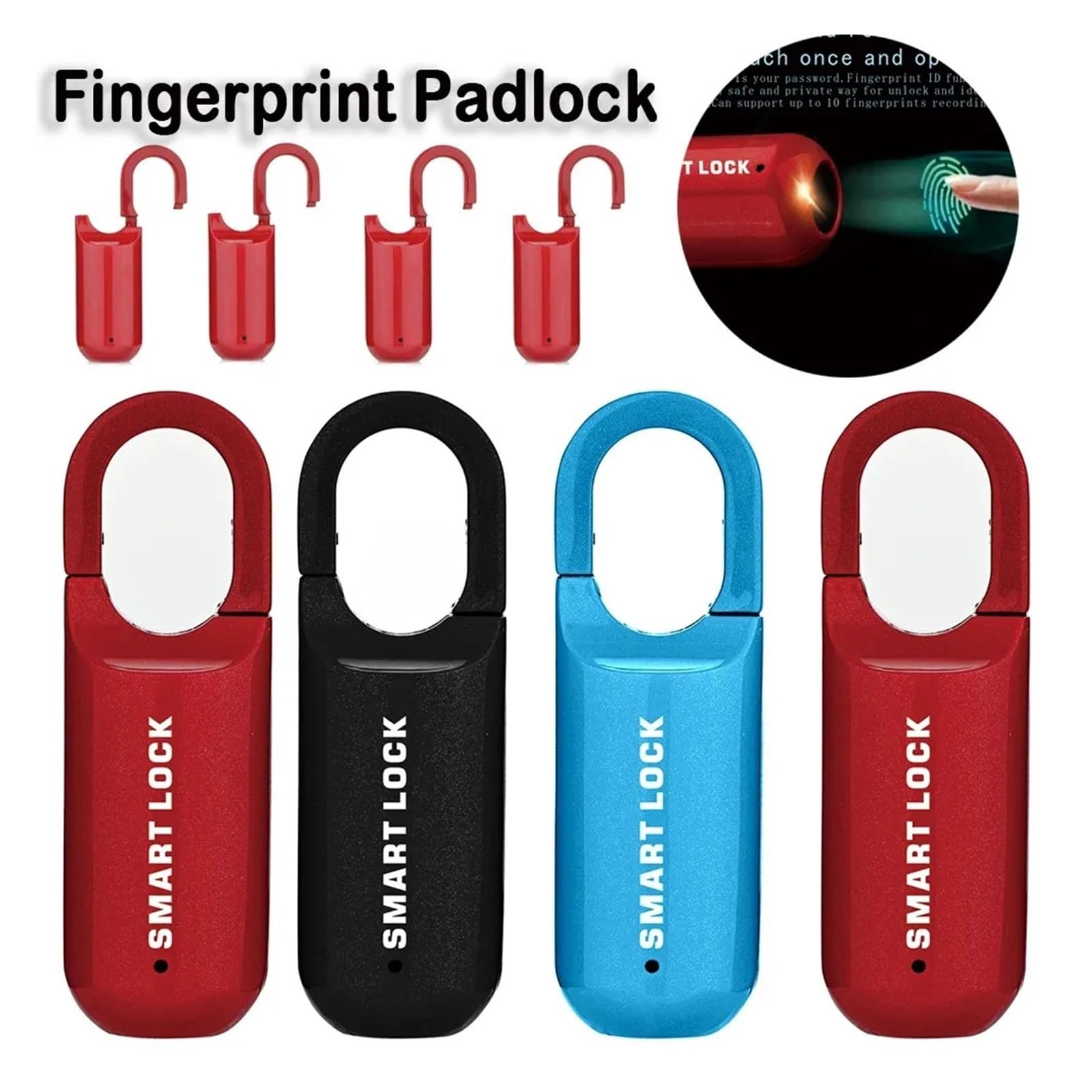 Mini kłódka na odcisk palca, inteligentny dotykowy zamek do drzwi na odcisk palca, zamek bezkluczykowy USB, zamek do komody z walizką(7PCS)