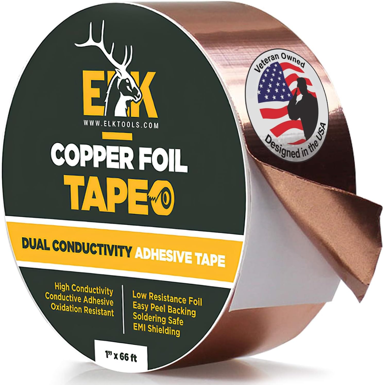Copper Foil Tape with Conductive Adhesive for Guitar & EMI Shielding, Slug Repellent, Crafts, Electrical Repairs and Grounding (1" x 66')