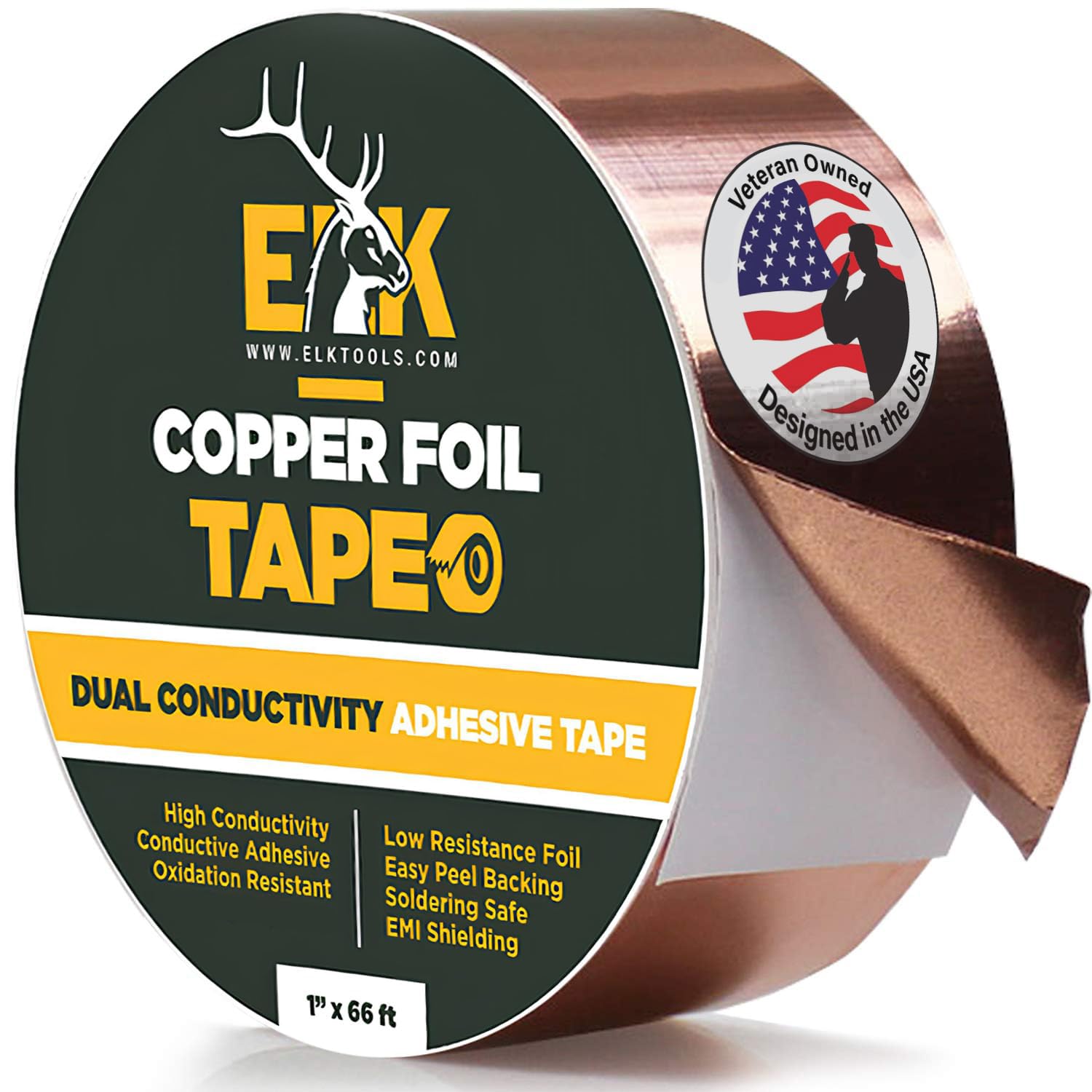 Copper Foil Tape with Conductive Adhesive for Guitar & EMI Shielding, Slug Repellent, Crafts, Electrical Repairs and Grounding (1" x 66')