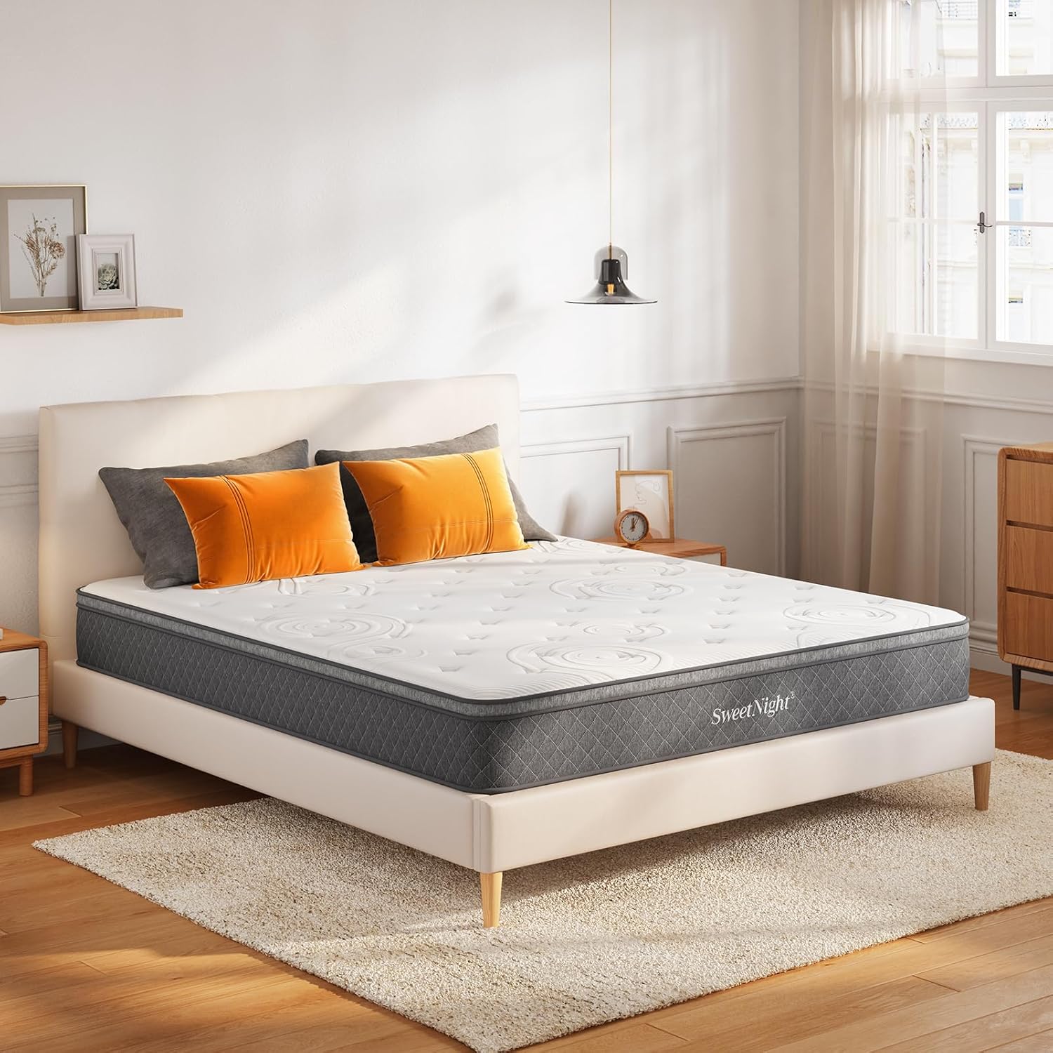 Sweetnight King Mattress - 12 Inch King Size Hybrid Mattress, King Bed Mattress with Pocketed Coils for Comfort Sleep and Balanced Support