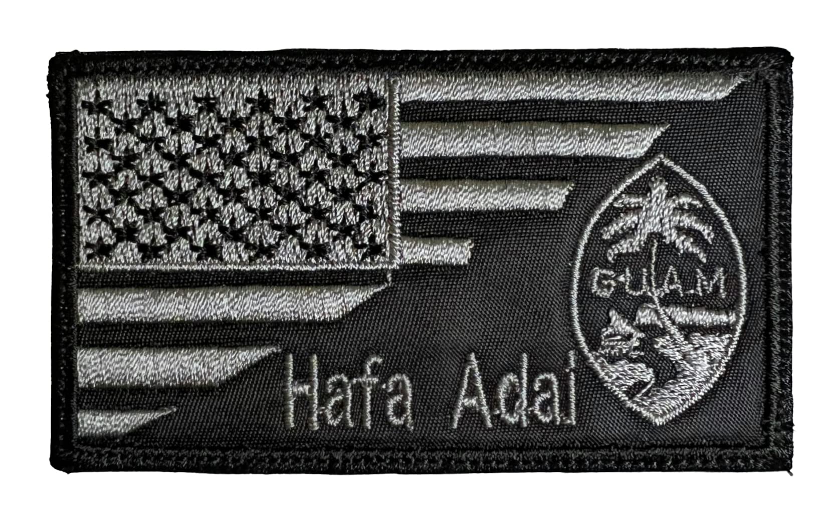 USA Guam Flag Hafa Adai Patch - Funny Tactical Military Morale Embroidered Patch Hook Fastener Backing