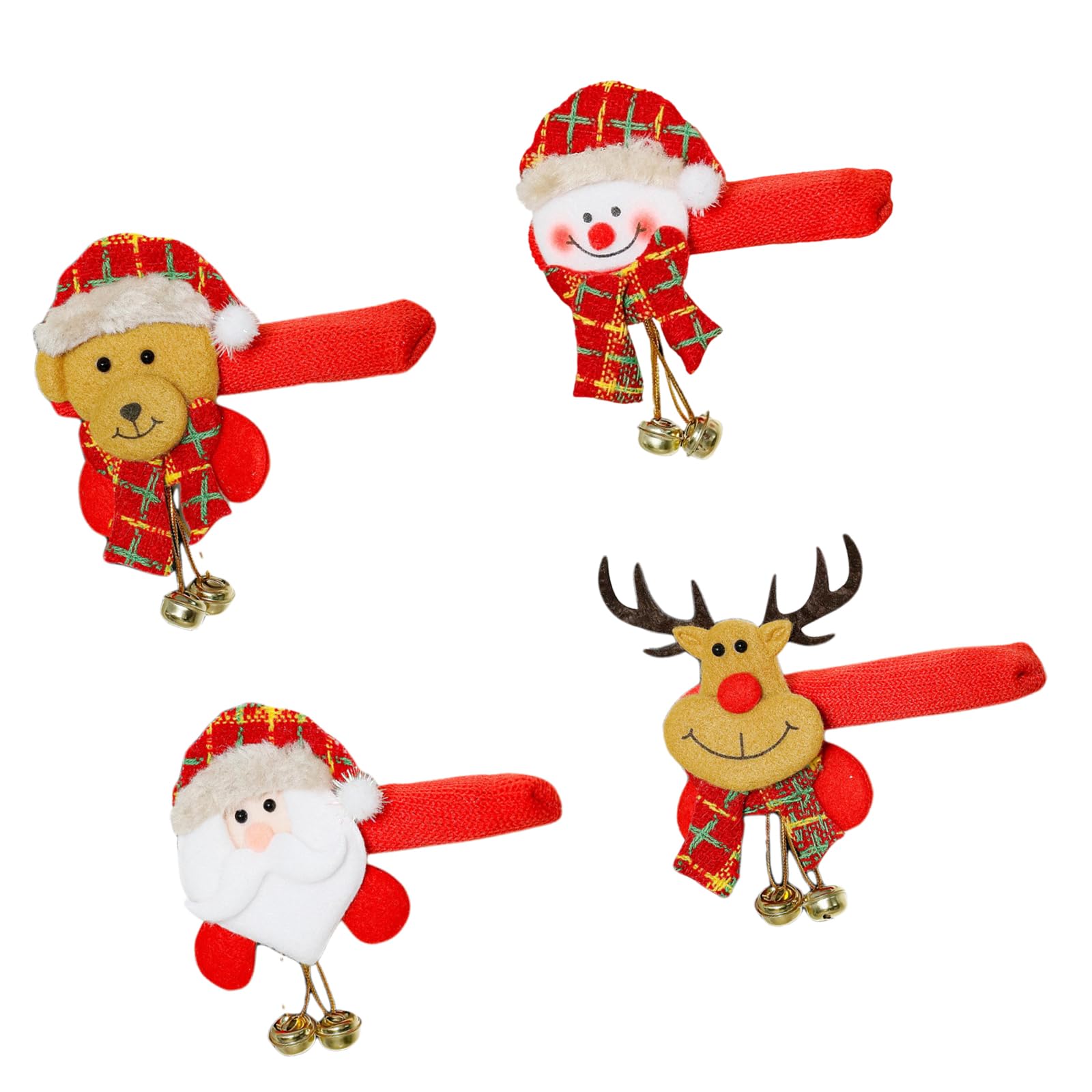 TFAOYS Christmas Door Handle Protector Santa and Bells Theme Washable Textile for Most Handle Type Christmas Home Door