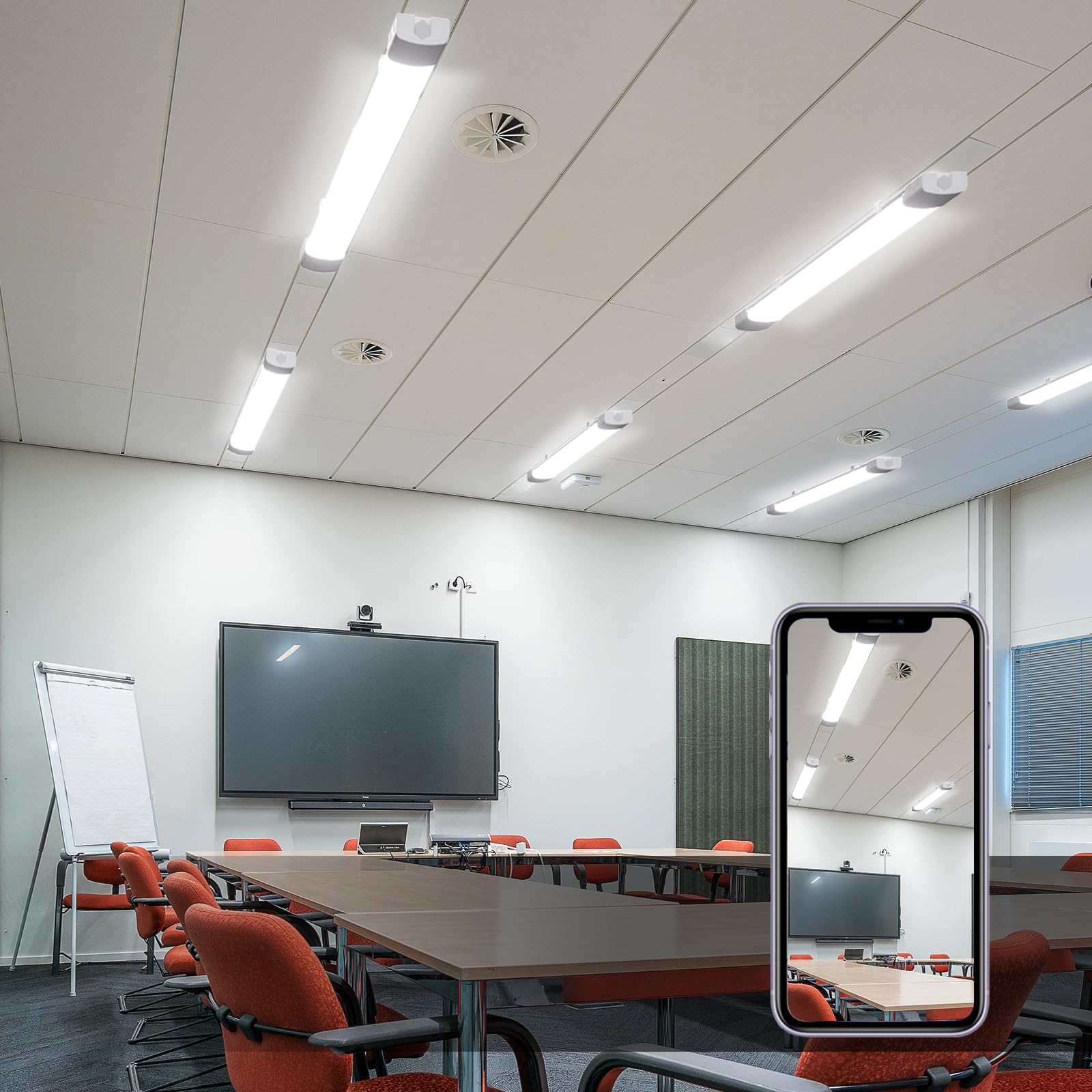 Modlicht LED Fluorescente 120cm, 36W 3960LM Neon Tubo, Garaje 5000K, IP65 Impermeable Luz de Techo Para Oficina Taller Sótano Almacén Baño Cocina, Blanco