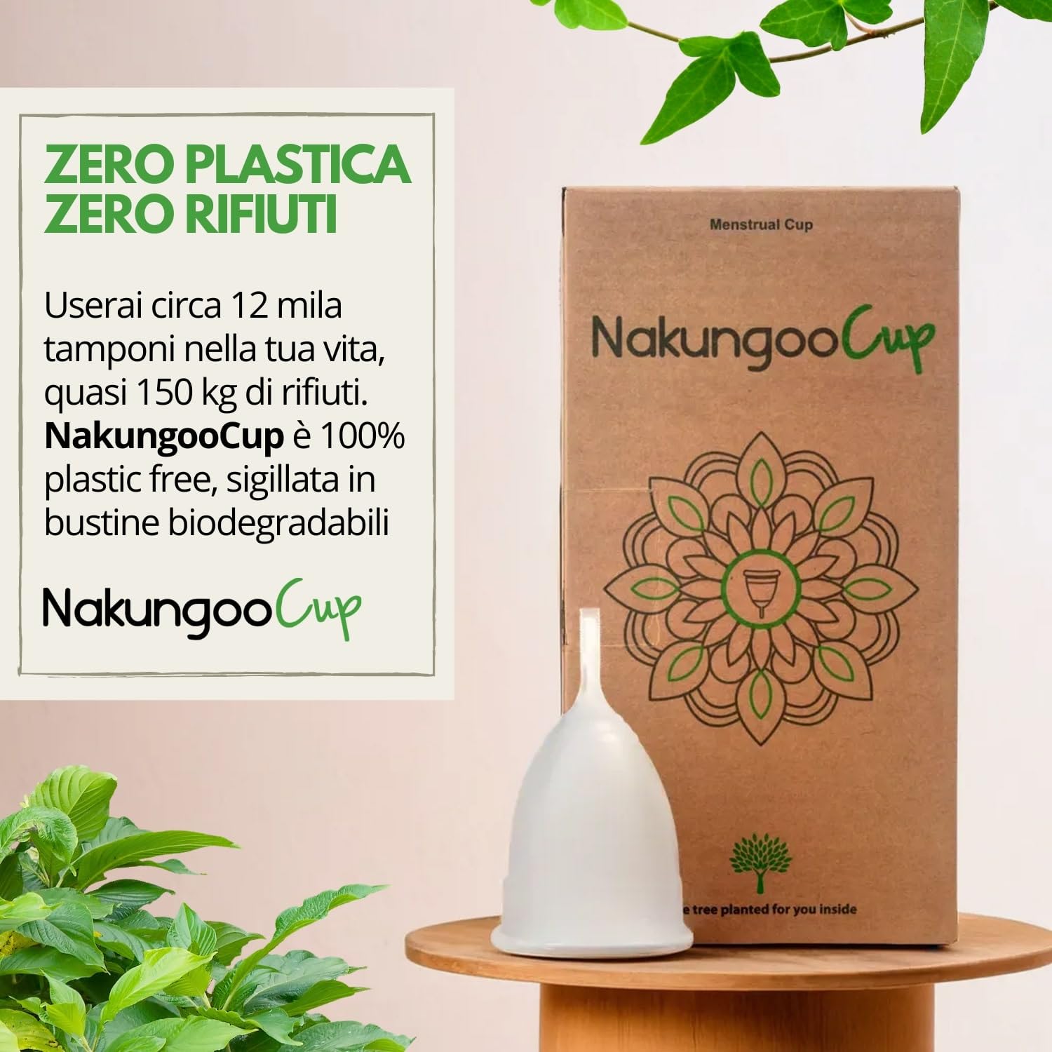 Nakungoo Cup Coppetta Mestruale Morbida 100% Silicone Medicale Certificata, Anallergica, Riutilizzabile per Flusso Abbondante | Kit Completo 2 Taglie (S e L) con Sterilizzatore, Sacchetta e Spazzolina