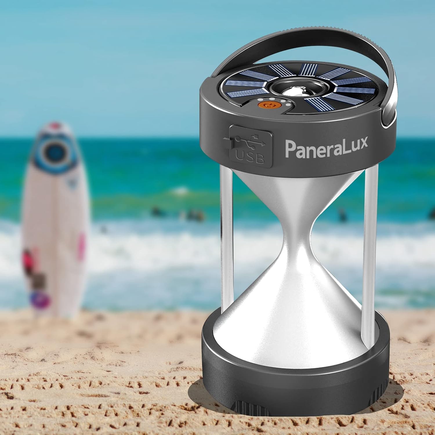 Camping Lantern Rechargeable, USB & Solar Powered LED Camping Tent Lights with 1800mAh, Electric Lantern Flashlight for Camping/Hiking/Fishi ng/Hurricane/Emerge ncy