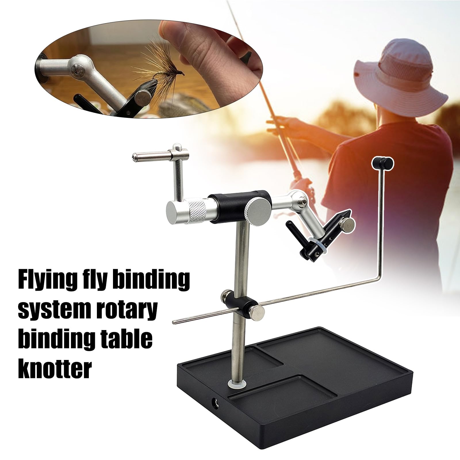 Station de fixation de mouche avec socle rotatif à 360° - Outil de fabrication de leurres de pêche - Étau rotatif avec base
