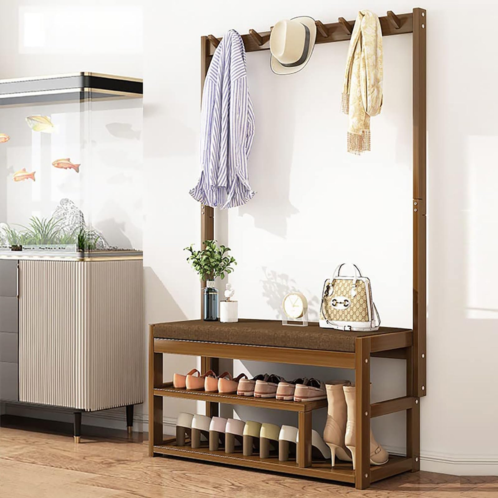 Portant penderie à vêtements avec étagère à chaussures maison et entrée