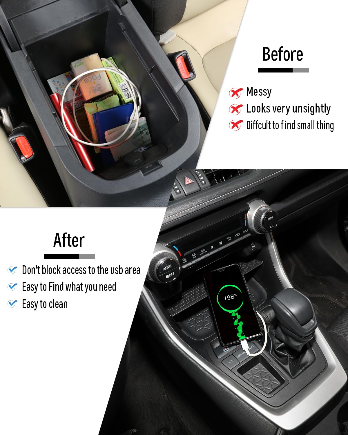 Jaronx Opbergsysteem voor dashboard, compatibel met Toyota RAV4 bj