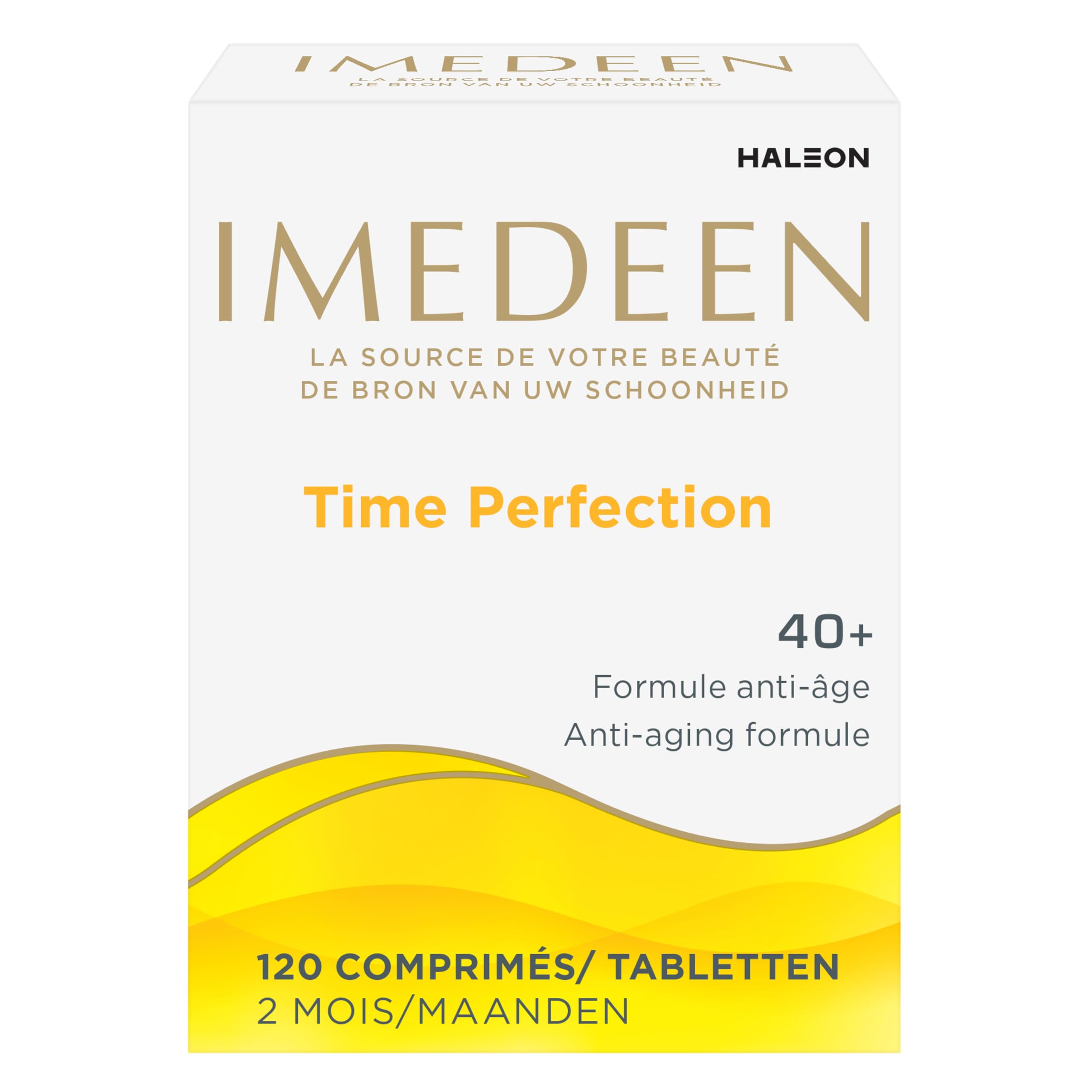 IMEDEEN Time Perfection 40+ – Complément alimentaire peau anti âge Femme & Homme – Vitamine C Zinc + Complexe Marin – Aide à Réduire l’Apparence des Rides – 120 comprimés, 2 mois de cure