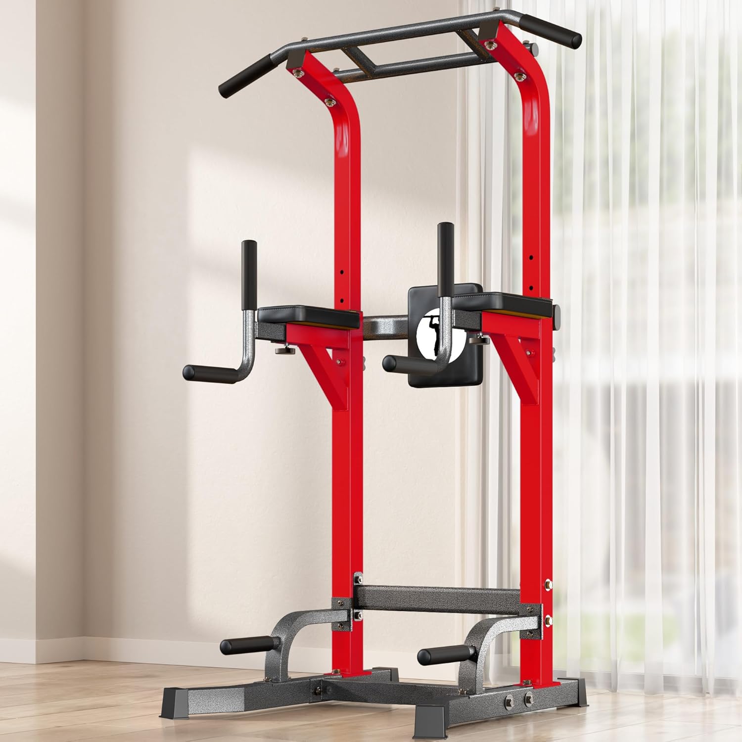SogesPower Power Tower Pull Up Bar Station Multi-Function Pull Up Bar Stand for Home Gym, Adjustable Height Pull Up Dip Station Dip Bar Strength Training Fitness Equipment,Up to 500LBS