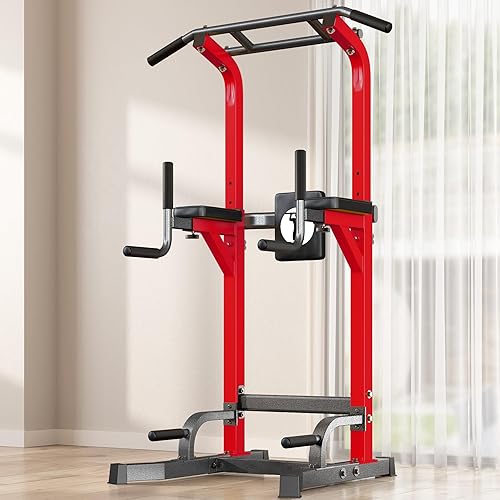 SogesPower Power Tower - Barra de dominadas multifunción para gimnasio en casa, altura ajustable, barra de inmersión, equipo de entrenamiento de