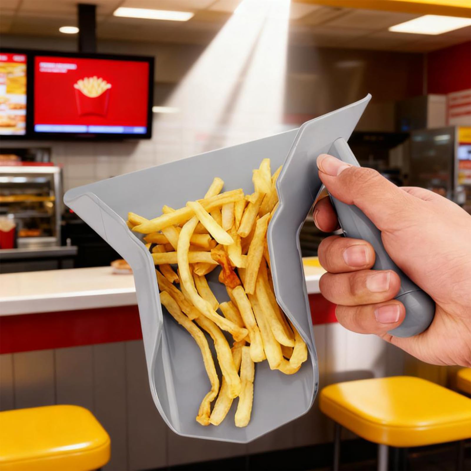 Paletta per Patatine Fritte 23,5x20,6cm, Cucchiaio Plastica Antiscivolo per Popcorn, Ghiaccio, Caramelle, Noci, Pala Multiuso con Manico Destro per Cucina,Casa,Ristorazione